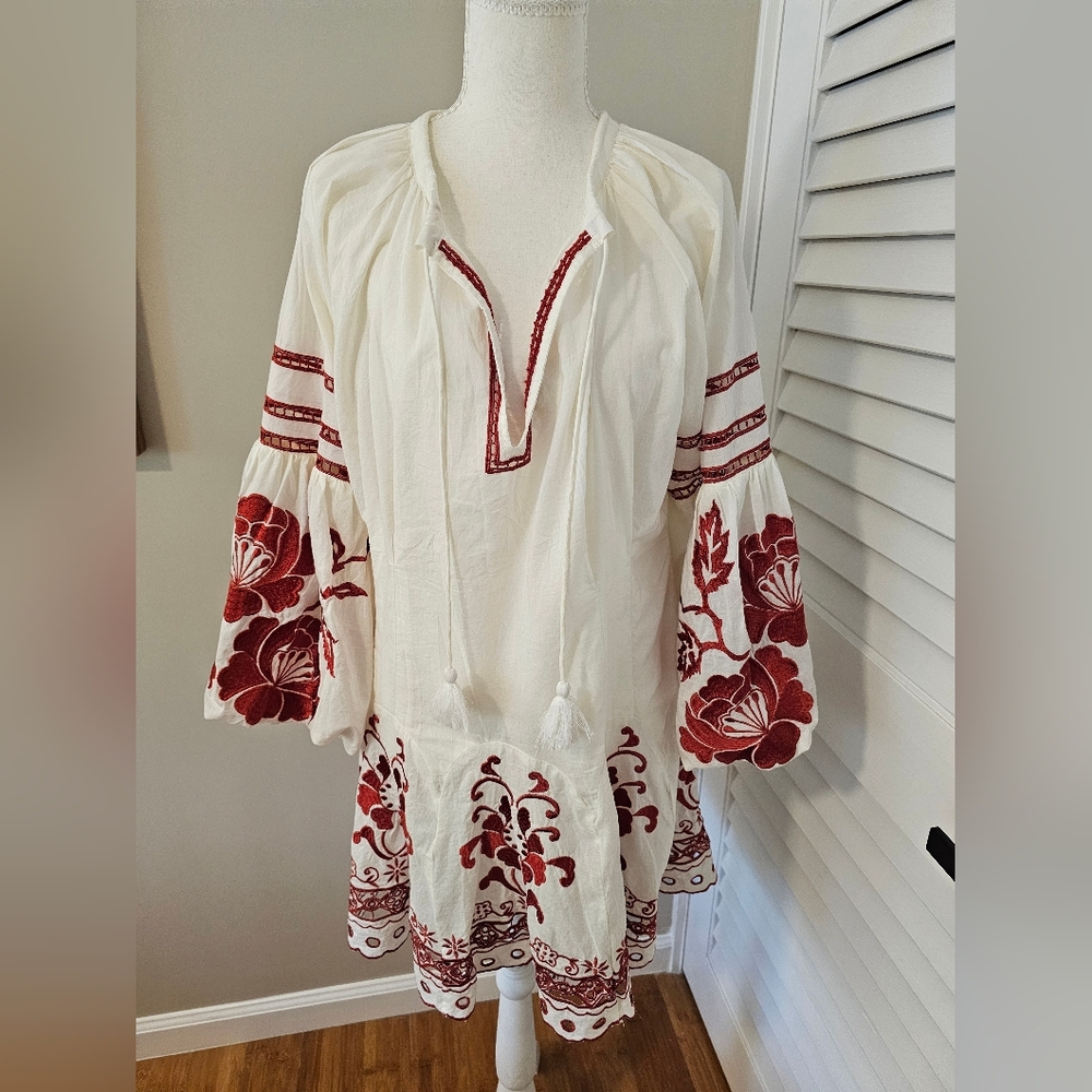 Rare Free People Bali French Romance Eyelet Embroidered Cutwork Mini Dress